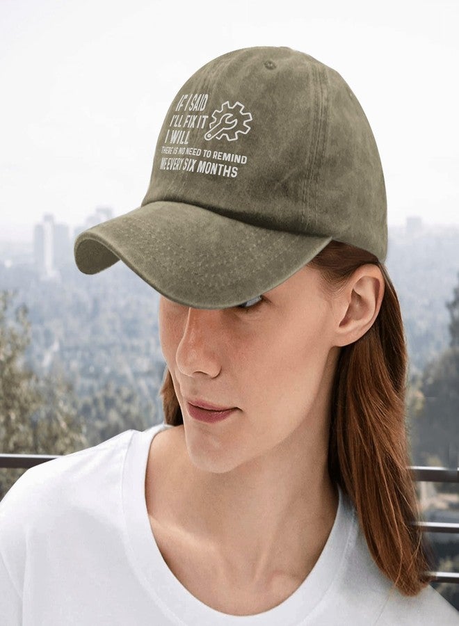 Paunook I Fix Sun Hat If i Said I'll Fix it I Will Hats Mens Cap Pigment Khaki Black Hat Women Gifts for Mom Outdoor Hats - Image 5